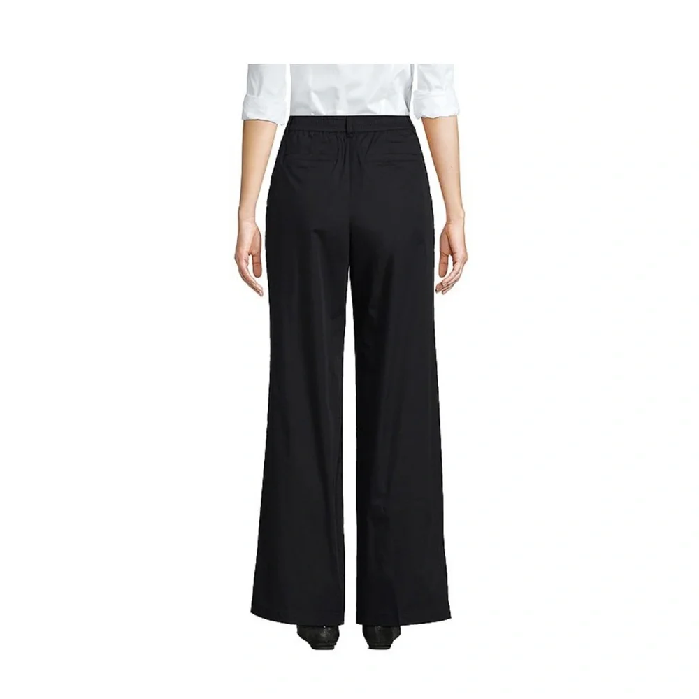 Women's High Rise Crisp Poplin Chino Wide Leg Pants - Picture 3 of 3